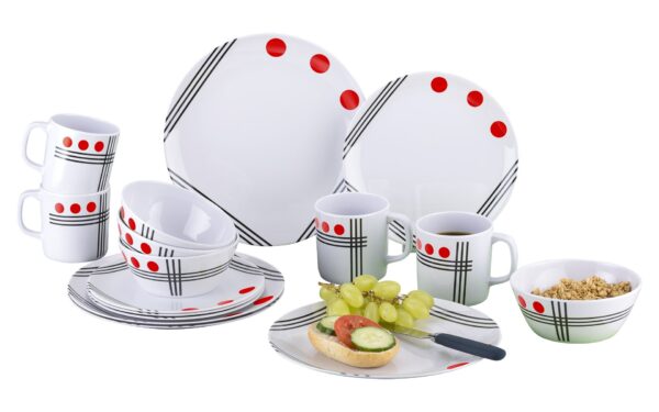 .Zestaw obiadowy DOTS czerwony - 16 szt - Berger
